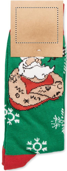 Paire de chaussettes de Noël L: Emplacement du logo — Carton — Face 1