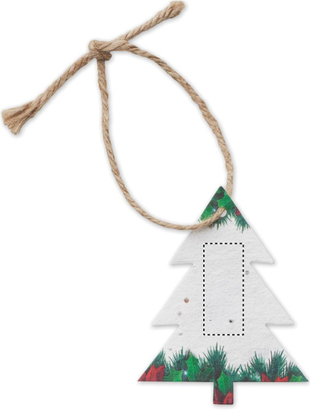 Décoration de Noël en papier ensemencé, sapin: Emplacement du logo – face avant du produit