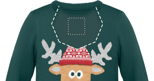 Pull de Noël S/M: Emplacement du logo — à l’intérieur du produit