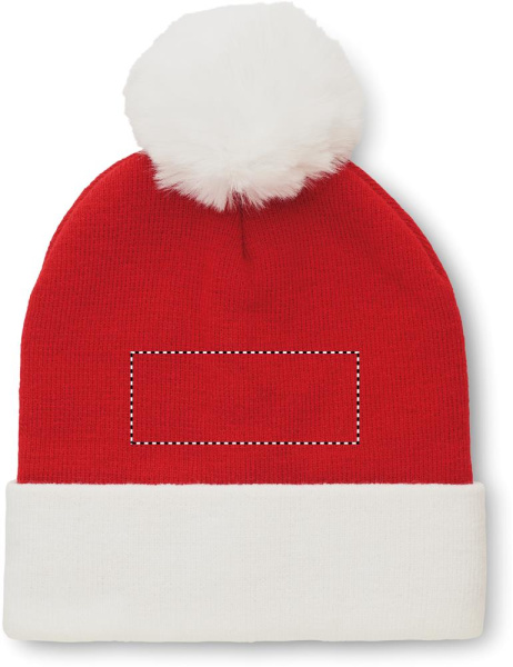 Bonnet de Noël en maille: Emplacement du logo – partie supérieure de la face avant du produit