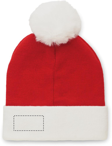 Bonnet de Noël en maille: Emplacement du logo — Arrière, en bas à gauche