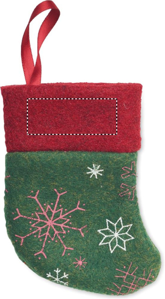 Couverts à dessert de Noël avec serviette: Emplacement du logo — Chaussette — Face 1 — Partie supérieure