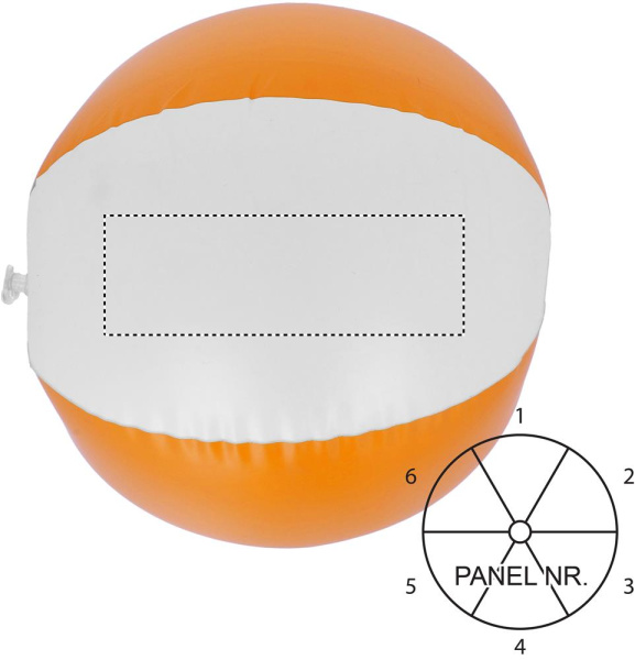 Uppblåsbar badboll: Logotypens placering – panel 1