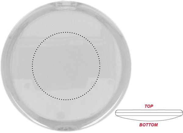 Miroir de poche rond double face: Tampographie — Dessus du produit
