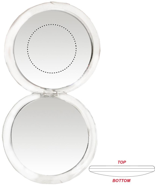 Miroir de poche rond double face: Emplacement du logo — Miroir: Dessus