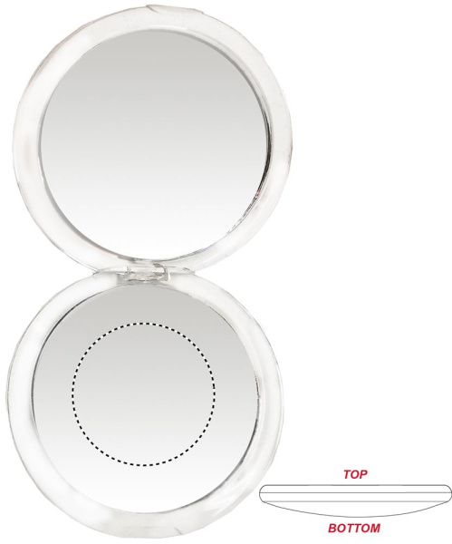 Miroir de poche rond double face: Emplacement du logo — Miroir: Dessous