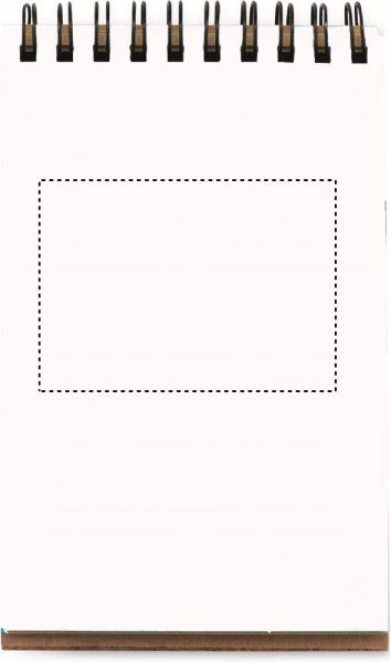 A6 perdirbtas bloknotas su rašikliu: Logotipo vieta – Pirmasis puslapas
