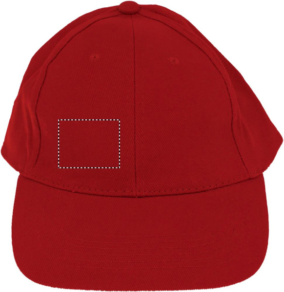 Casquette de baseball à 6 panneaux: Emplacement du logo – face avant du produit