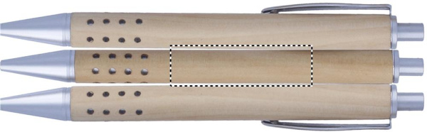 Pen gift set in wooden box: Circular screen printing – around pencil