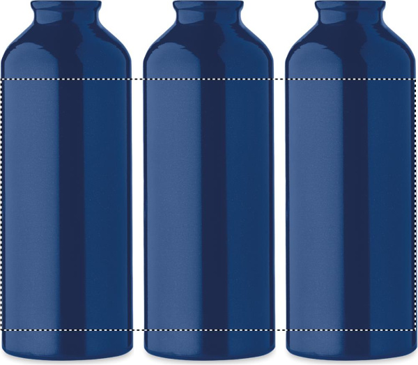 Kierrätetystä alumiinista valmistettu yksiseinäinen 500 ml juomapullo karabiinilla: 360° painatus – tuotteen ympäri