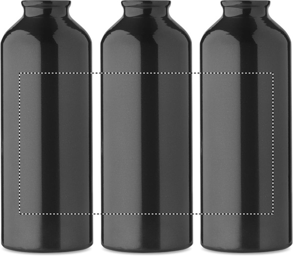Kierrätetystä alumiinista valmistettu yksiseinäinen 500 ml juomapullo karabiinilla: Ympäripainatus – tuotteen ympäri