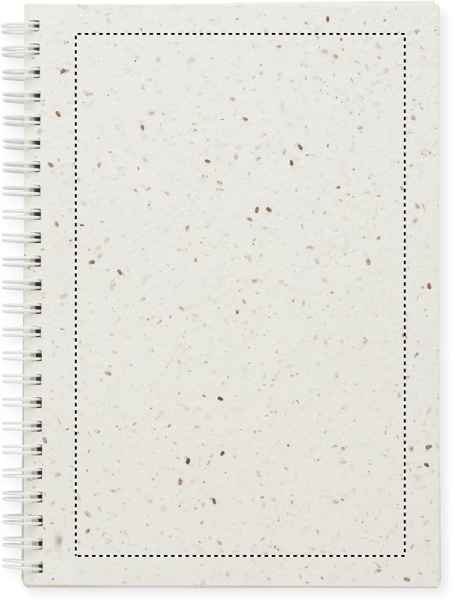 Carnet A5 à couverture en papier ensemencé: Emplacement du logo – face avant du produit