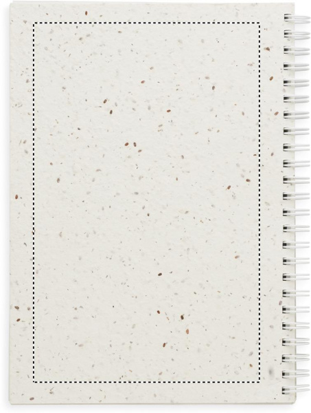 Carnet A5 à couverture en papier ensemencé: Emplacement du logo – face arrière du produit