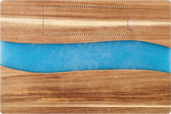 Planche à découper en bois d’acacia: Emplacement du logo — Face 2 du produit: Zone supérieure