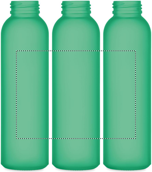 Matinio stiklo butelis 500 ml: Žiedinė šilkografija – aplink gaminį