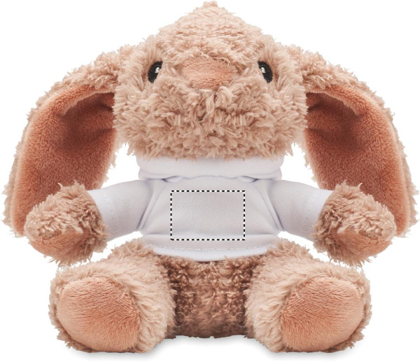 Bunny plush wearing a hoodie: Logo position – front of the product