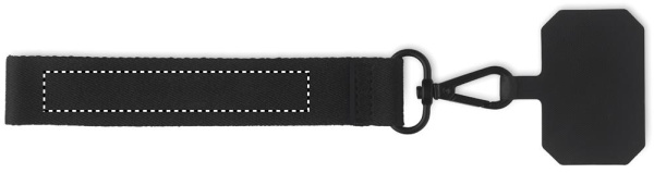 Handledsband för telefon: Logotypens placering – band: produktens sida 1