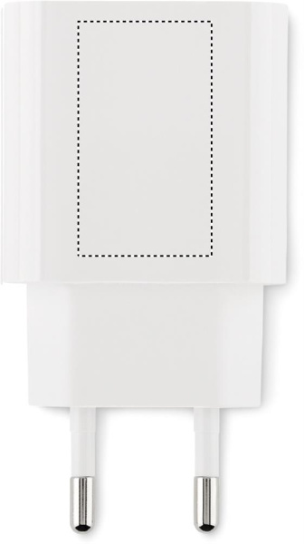 Chargeur USB de 20 W à 2 ports, prise UE: Emplacement du logo – face 1 du produit
