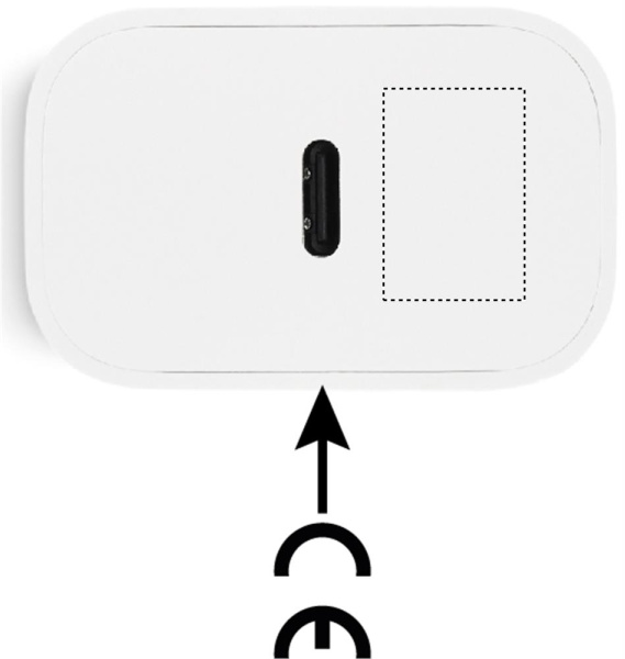 Chargeur USB de 20 W à 2 ports, prise UE: Emplacement du logo — Face 5 du produit