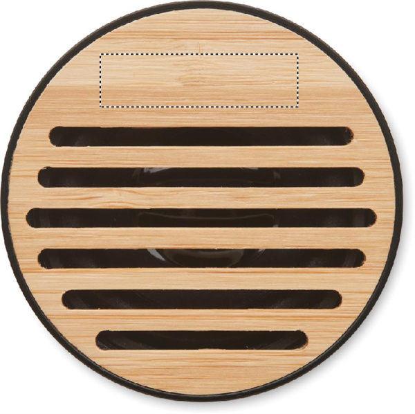 Kamštienos ir aliuminio garsiakalbis: Logotipo vieta – gaminio viršus