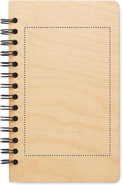 A5 kasepuidust märkmik GROWBOOK™: Logo asukoht – toote esikülg