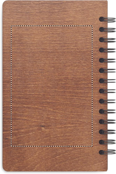 A5 kasepuidust märkmik GROWBOOK™: Logo asukoht – toote tagakülg