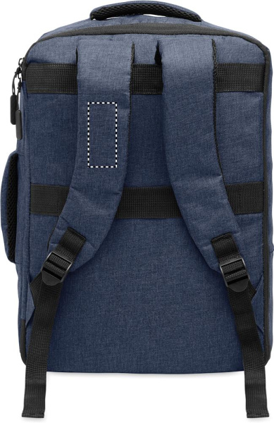A safe 15-inch laptop backpack made of 300D RPET with a 210D RPET lining and customizable printing.: Logo position – right shoulder strap
