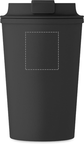 Dubbelväggig mugg i PLA (majs), 350 ml: Logotypens placering – övre delen av produktens framsida