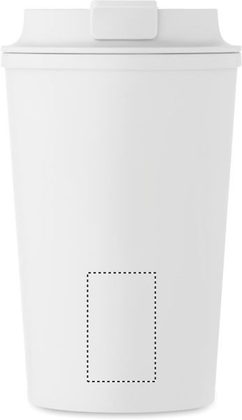 Dubbelväggig mugg i PLA (majs), 350 ml: Logotypens placering – nedre delen av produktens framsida