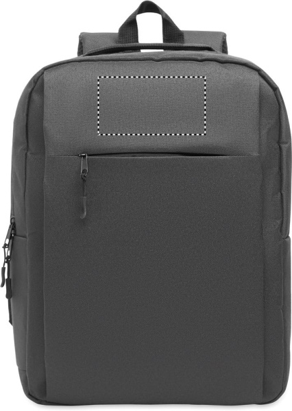 Slim 15 inch laptop backpack made of 600D RPET polyester with a 210D lining and customizable printing: Logo position – top of the product
