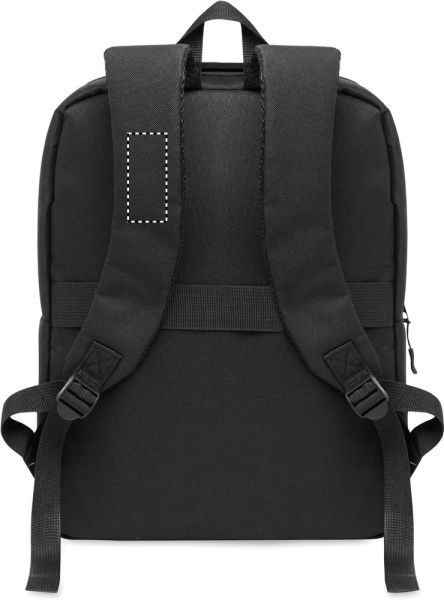 Slim 15 inch laptop backpack made of 600D RPET polyester with a 210D lining and customizable printing: Logo position – right shoulder strap