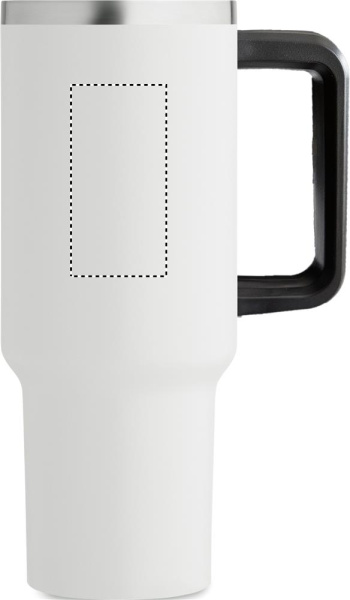 Stor termosmugg med sugrör, 1200 ml: Logotypens placering – för högerhänt användning