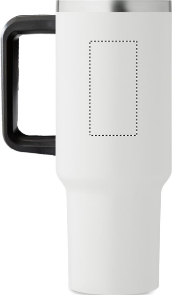 Stor termosmugg med sugrör, 1200 ml: Logotypens placering – för vänsterhänt användning