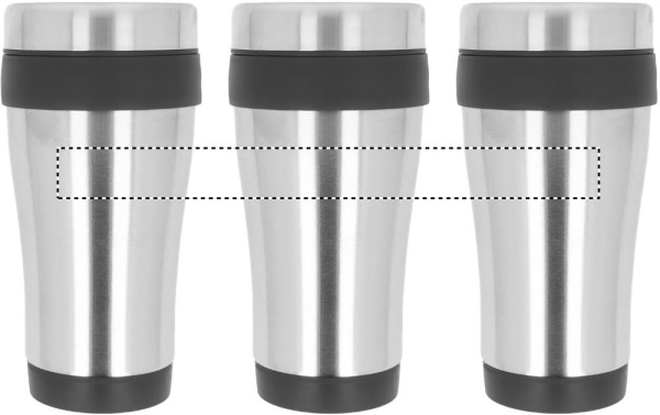 Resemugg i rostfritt stål med lock, 455 ml: Rundscreentryck – runt produkten