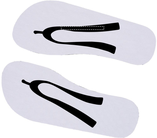 Sublimation beach slippers: Pad printing – right side of the product