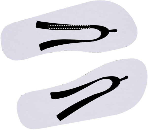 Sublimation beach slippers: Pad printing – left side of the product