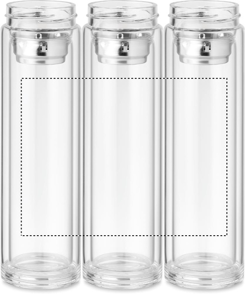 Glasflasche mit Touch-Thermometer 390 ml: Rundum-Siebdruck – rund um das Produkt