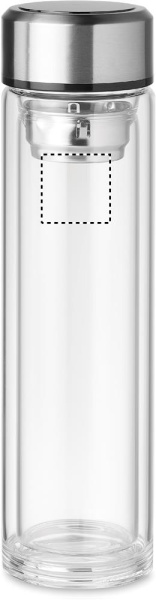 Glasflasche mit Touch-Thermometer 390 ml: Logoposition – oberer Bereich der Produktvorderseite
