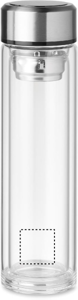 Glasflasche mit Touch-Thermometer 390 ml: Logoposition – unterer Bereich der Produktvorderseite