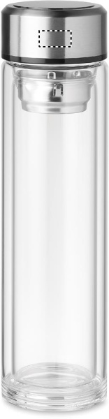 Glasflasche mit Touch-Thermometer 390 ml: Logoposition – Deckel
