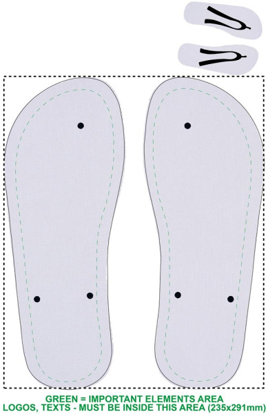 Sublimation beach slippers: Logo position – slippers