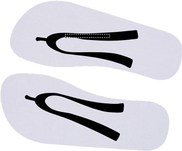 Sublimation beach slippers: Pad printing – right side of the product