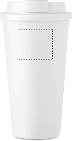 Dubbelväggig mugg Tuesday, 450 ml: Logotypens placering – övre delen av produktens framsida