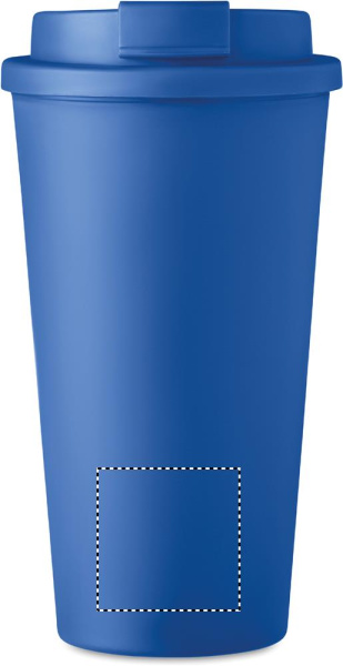 Dubbelväggig mugg Tuesday, 450 ml: Logotypens placering – nedre delen av produktens framsida