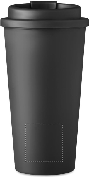 Dubbelväggig mugg Tuesday, 450 ml: Logotypens placering – nedre delen av produktens baksida