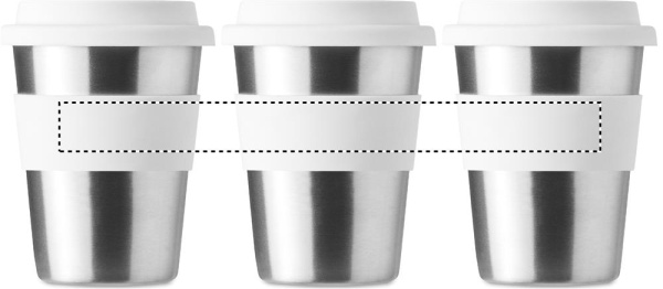 Nerūsējošā tērauda krūze Irmug ar silikona vāku, 350 ml: Apļveida sietspiede – apkārt izstrādājumam