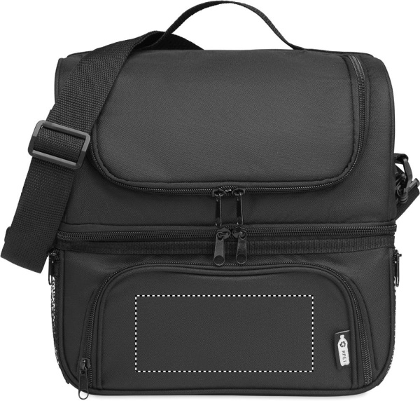 Cooler bag in 600D RPET: Logo position – front pocket