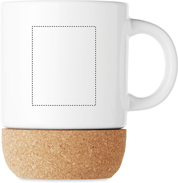 Sublimation mug with cork base: Logo position – for right-handed use