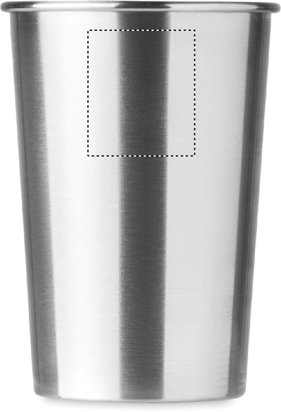 Nerūsējošā tērauda krūze 350 ml: Logotipa izvietojums – izstrādājuma aizmugures augšdaļa