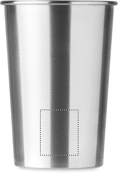 Nerūsējošā tērauda krūze 350 ml: Logotipa izvietojums – izstrādājuma aizmugures apakšdaļa